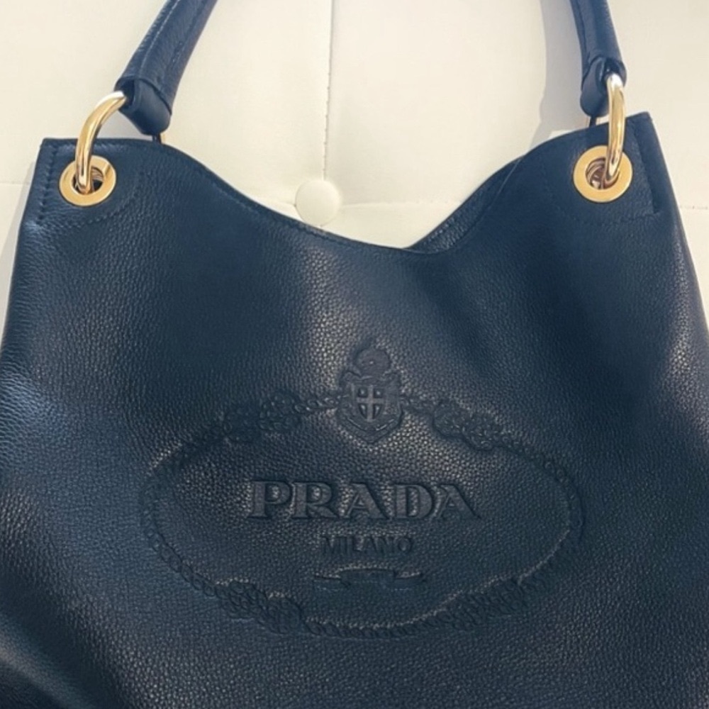 Prada Black Vitello Phenix Women's Calfskin Leather Bag